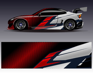 Car wrap design vector. Graphic abstract stripe racing background kit designs for wrap vehicle  race car  rally  adventure and livery