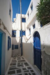 Fototapeta premium View of a typical alley in the picturesque island of Ios Greece