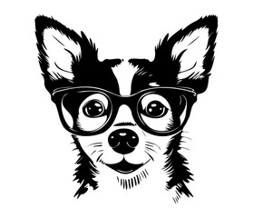 dog wearing glasses