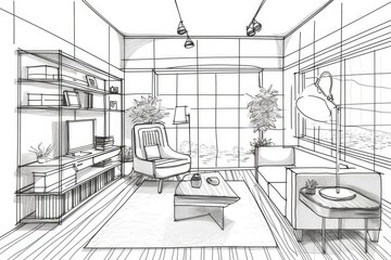 Fototapeta premium modern living room with comfortable seating and a stylish coffee table. Generative AI