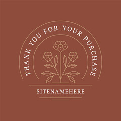 Thank you for order purchase social media post line flower bouquet vintage design template vector