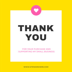 Thank you for support business social media post heart design template vector flat illustration