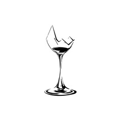 vector illustration of broken drinking glass