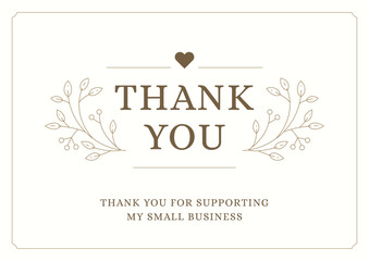 Thank you business support vintage card banner monochrome line design template vector illustration