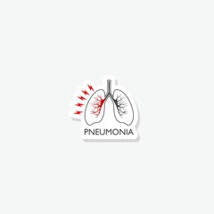 Pneumonia icon. Lung disease symbol sticker