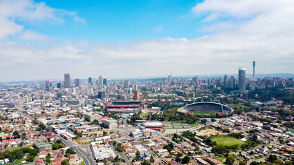 aerial view of johannesburg up high