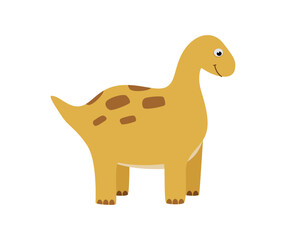 Cartoon funny dinosaur. Vector illustration of cute dinosaur character. Isolated on white.
