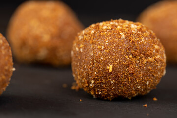 delicious round chocolate candy made of cocoa and sugar
