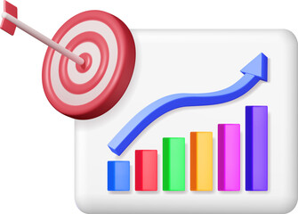3D Growth Stock Diagram with Arrow and Target