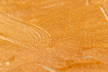 Abstract chaotic painting on canvas with gold paints