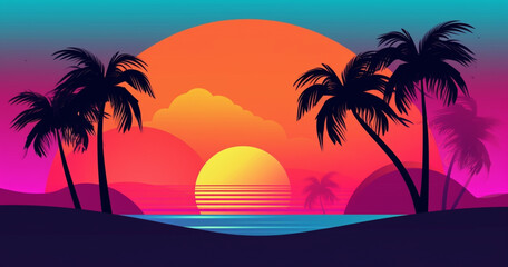 Fototapeta na wymiar Paradise island illustration design Generated AI