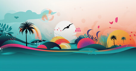 Fototapeta na wymiar Paradise island illustration design Generated AI