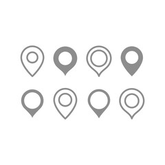 Location, map pin line and fill vector icon set. Position marker or pointer icons.