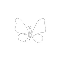 Butterfly one continuous line drawing element isolated on white background for logo or decorative element. one line art
