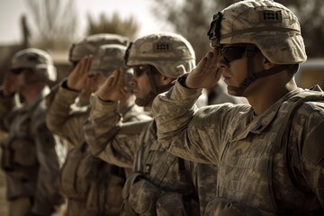 u.s. soldiers saluting, generative AI