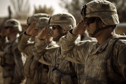 u.s. soldiers saluting, generative AI