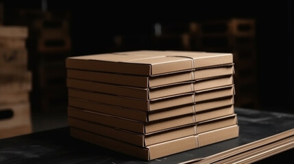 stack of corrugated cardboard package boxes Generated AI