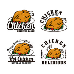 Chicken food badge design logo collection