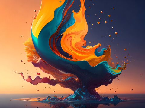 illustration design of fire and water
