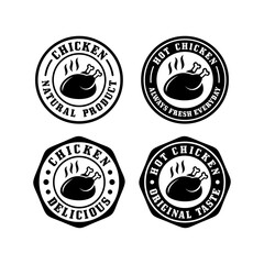Hot chicken stamps badge label design collection