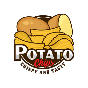 Potato chips crispy and tasty design logo