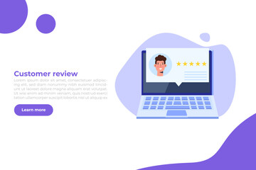 Customer review, Usability Evaluation,  Feedback,  Rating system iconcept. Vector illustration