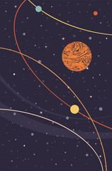 Obraz na płótnie Canvas Starry space and planets retro