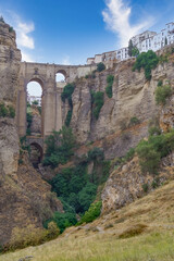 Fototapeta na wymiar views from the river of the new bridge of Ronda, Andalusia, Spain