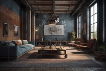modern living room with natural lighting and contemporary furniture. Generative AI