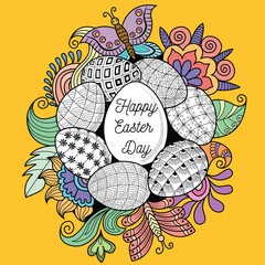 Happy Ester day concept design of illustration. Little rabbit in an egg.