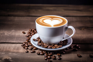 Fototapeta premium Tasse de café avec cœur de barista en latte art