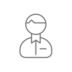 Business man Teamwork and Management icon with black outline style. person, human, manager, avatar, worker, profile, male. Vector illustration