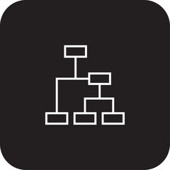 Organization Teamwork and Management icon with black filled line style. meeting, partnership, strategy, member, conference, discussion, collaboration. Vector illustration