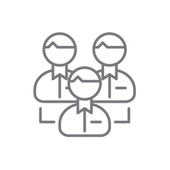 Team Teamwork and Management icon with black outline style. group, person, company, collaboration, community, member, connection. Vector illustration