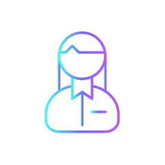 Business woman Teamwork and Management icon with blue duotone style. female, person, people, girl, profile, user, worker. Vector illustration