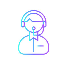 Customer service Teamwork and Management icon with blue duotone style. help, center, online, person, communication, information, assistant. Vector illustration