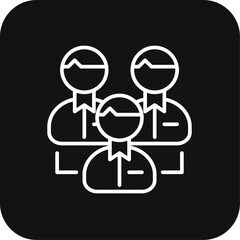 Team Teamwork and Management icon with black filled line style. group, person, company, collaboration, community, member, connection. Vector illustration