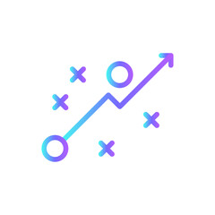 Strategy Teamwork and Management icon with blue duotone style. idea, success, target, concept, solution, goal, plan. Vector illustration