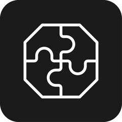 Puzzle Teamwork and Management icon with black filled line style. idea, solution, concept, part, group, connection, strategy. Vector illustration