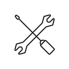 Maintenance Teamwork and Management icon with black outline style. repair, service, tool, gear, settings, mechanic, equipment. Vector illustration