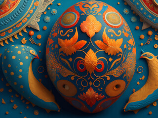 egg with thai art painting