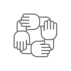 Cooperation Teamwork and Management icon with black outline style. partnership, teamwork, friendship, group, meeting, relationship, together. Vector illustration