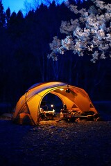 camping in the night