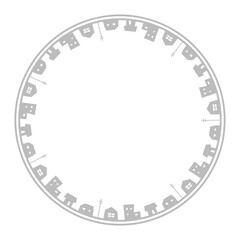 町並みの円形フレーム2　灰色