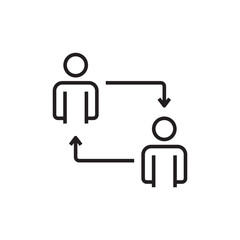 Collaboration Business people icon with black outline style. communication, share, social, partnership, community, connection, networking. Vector illustration