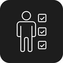 Candidate Business people icon with black filled line style. human, people, person, employee, recruitment, resources, select. Vector illustration