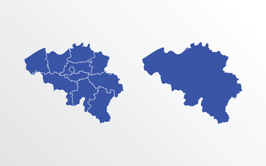 Blue Map of Belgium with regions