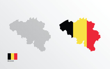 Obraz premium Vector illustration of Belgium map with flag