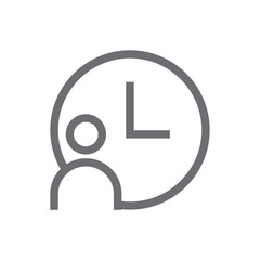 Person Hour Business people icon with black outline style. people, job, man, clock, schedule, watch, flexible. Vector illustration