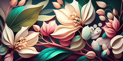 Spring Blossom: A Delightful Floral Pattern Background Generative AI